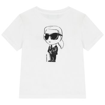 Boys Mini Me White Ikonik Karl Logo T-Shirt