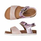 Girls Pink Logo Sandals, 1, hi-res