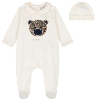 Ivory Teddy Bear Babygrow Gift Set