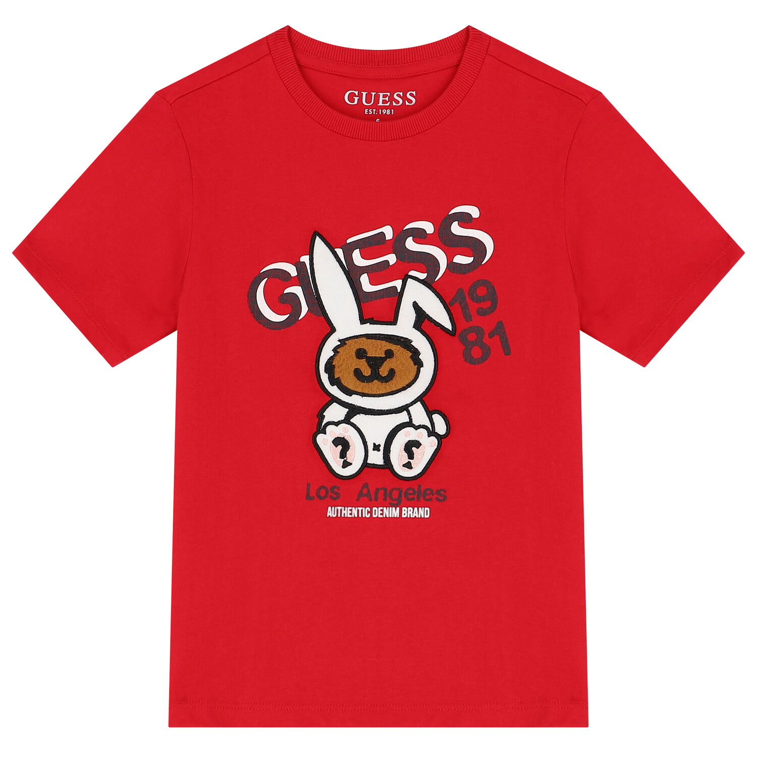 Boys Red Bunny Bear Logo T-Shirt, 1, hi-res