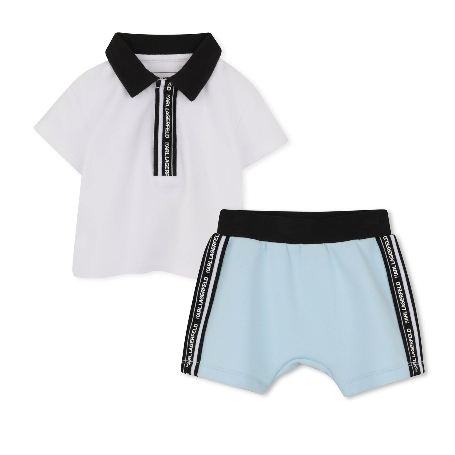 Baby Boys White & Blue Ikonik Shorts Set, 1, hi-res