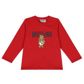 Red Teddy Bear Logo Long Sleeve Top