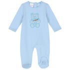 Baby Boys Blue Teddy Bear Babygrow, 2, hi-res