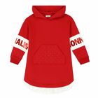 Girls Red & White Hooded Dress, 1, hi-res