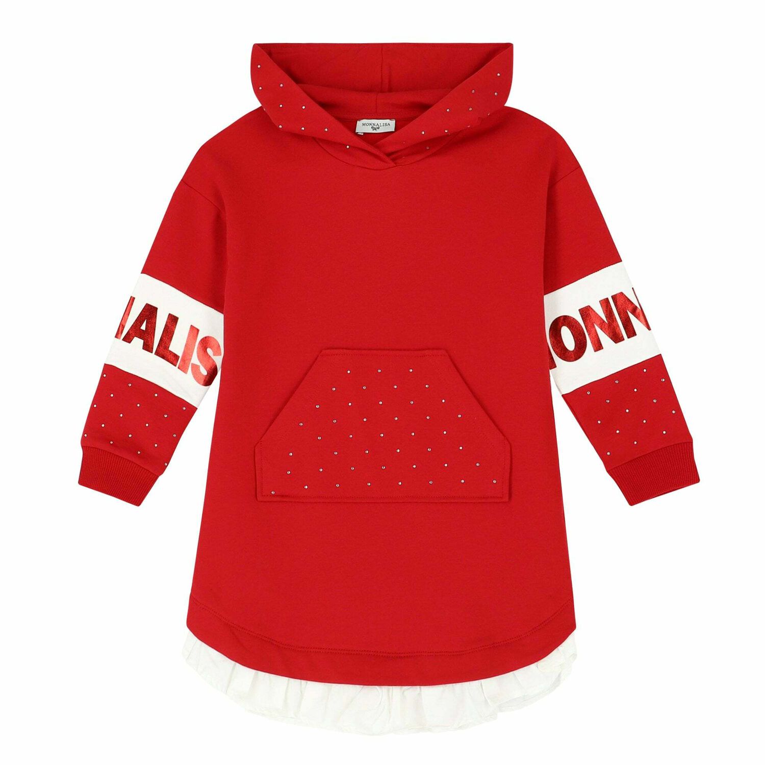 Girls Red & White Hooded Dress, 1, hi-res