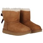 Girls Chestnut Brown Mini Bailey Bow II Suede Boots, 2, hi-res
