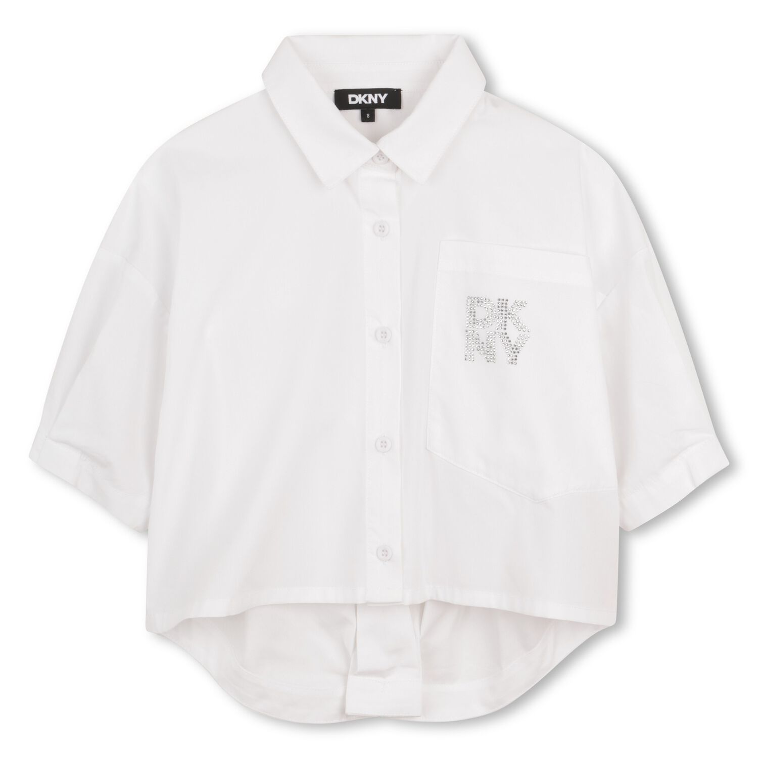 Girls Mini Me White Diamante Logo Shirt, 1, hi-res