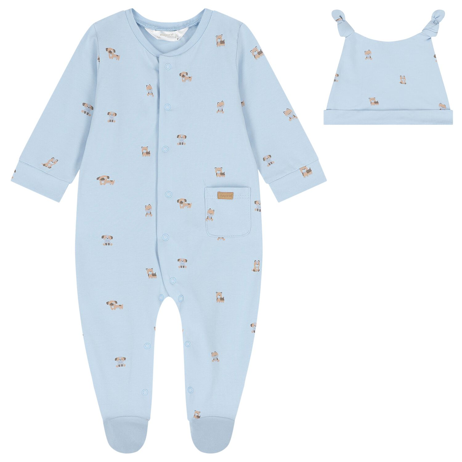 Baby Boys Blue Puppy Babygrow Set, 3, hi-res