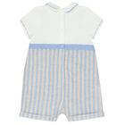 Baby Boys White & Blue Romper, 2, hi-res