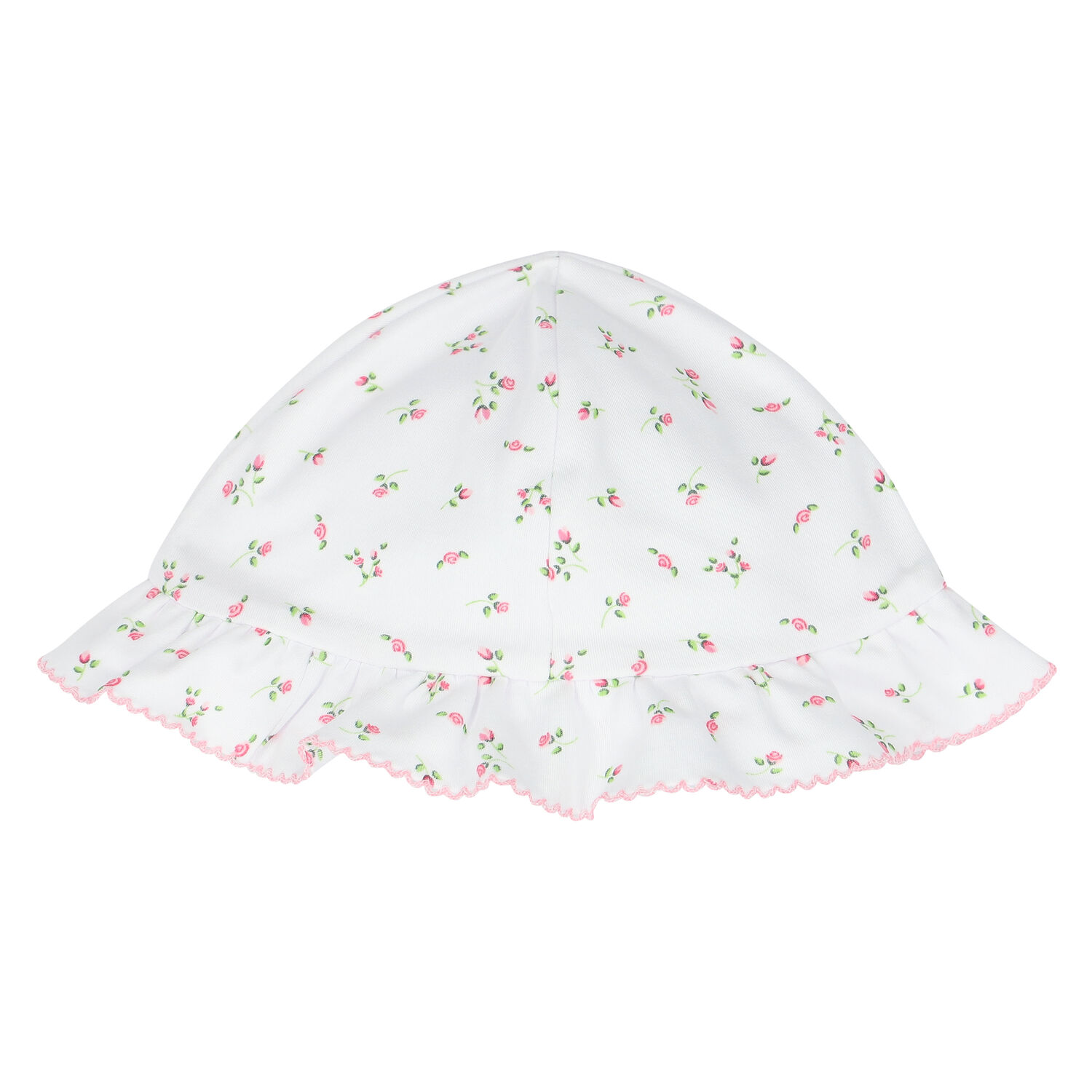 Baby Girls White & Pink Rose Hat, 1, hi-res