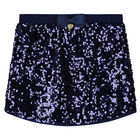 Girls Navy Blue Embellished Sequin Skirt, 1, hi-res