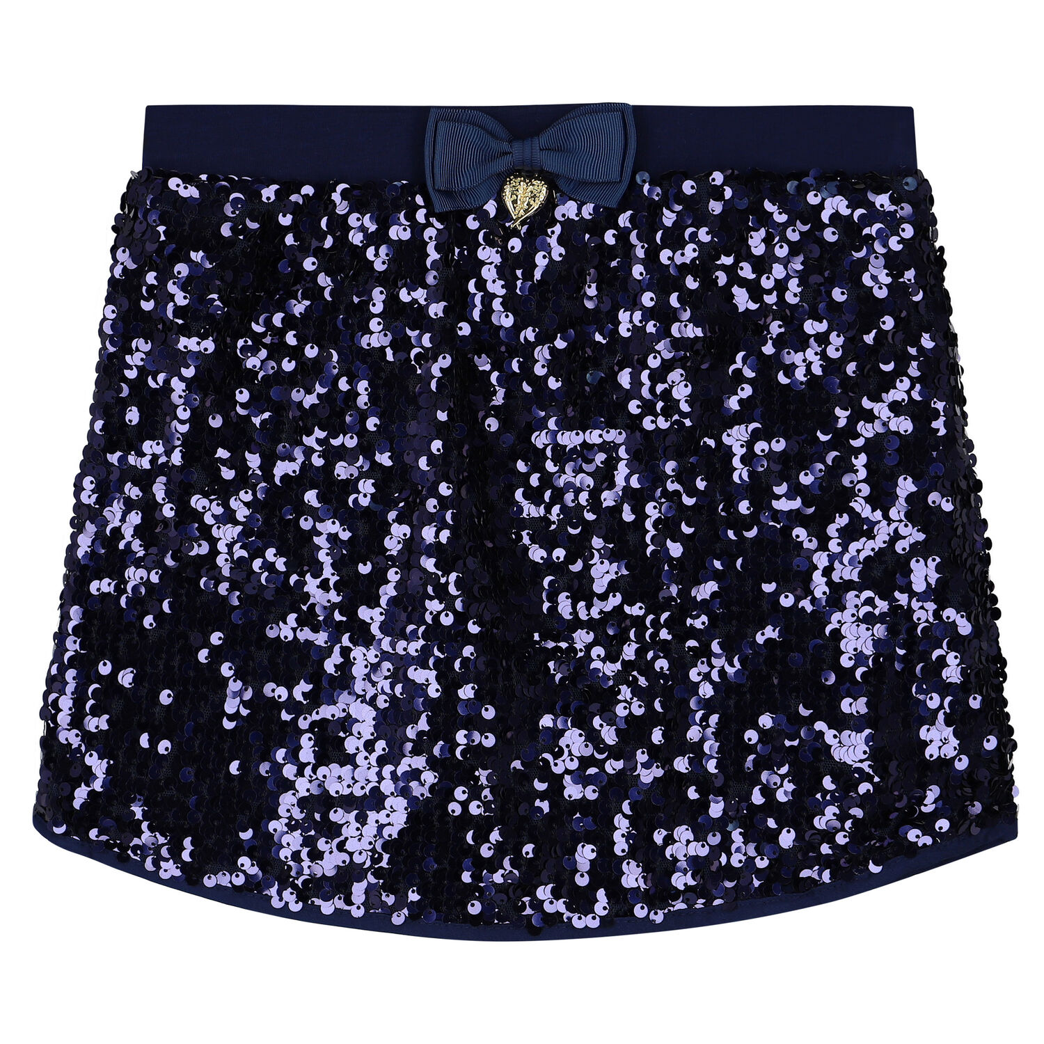Girls Navy Blue Embellished Sequin Skirt, 1, hi-res