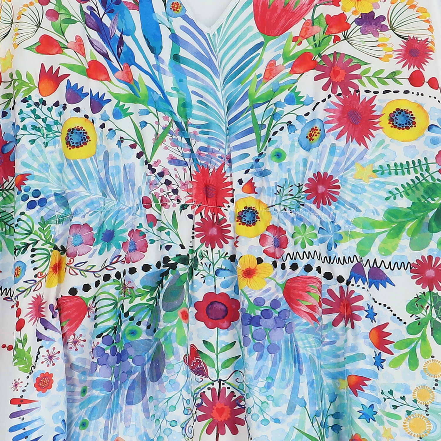 White Floral Kaftan, 1, hi-res