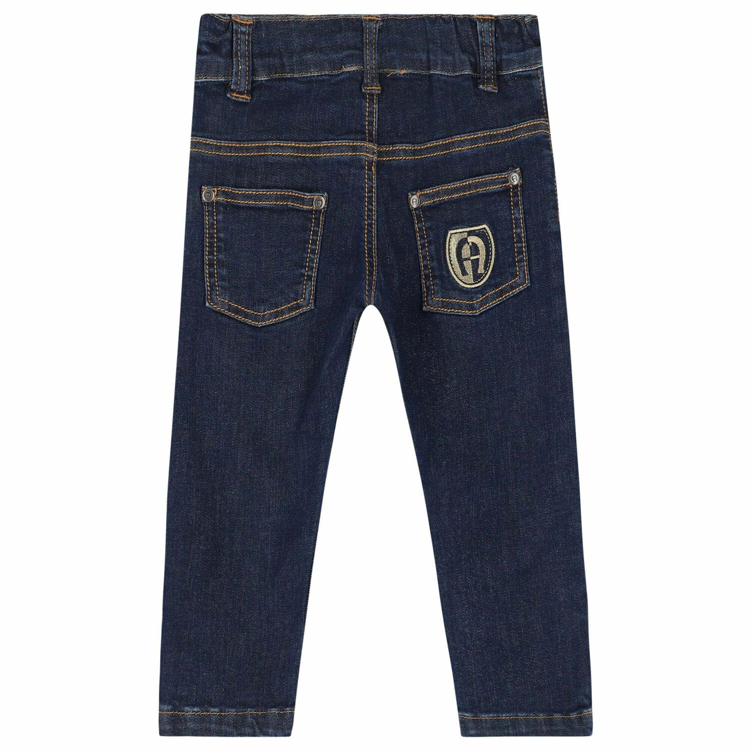 Younger Boys Blue Denim Logo Jeans, 1, hi-res