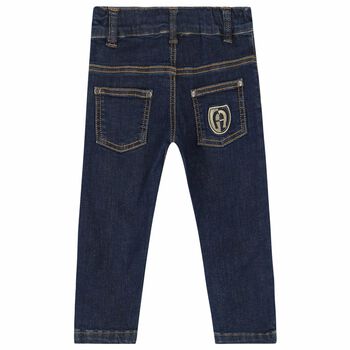 Younger Boys Blue Denim Logo Jeans