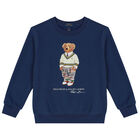 Boys Navy Blue Polo Bear Sweatshirt, 1, hi-res