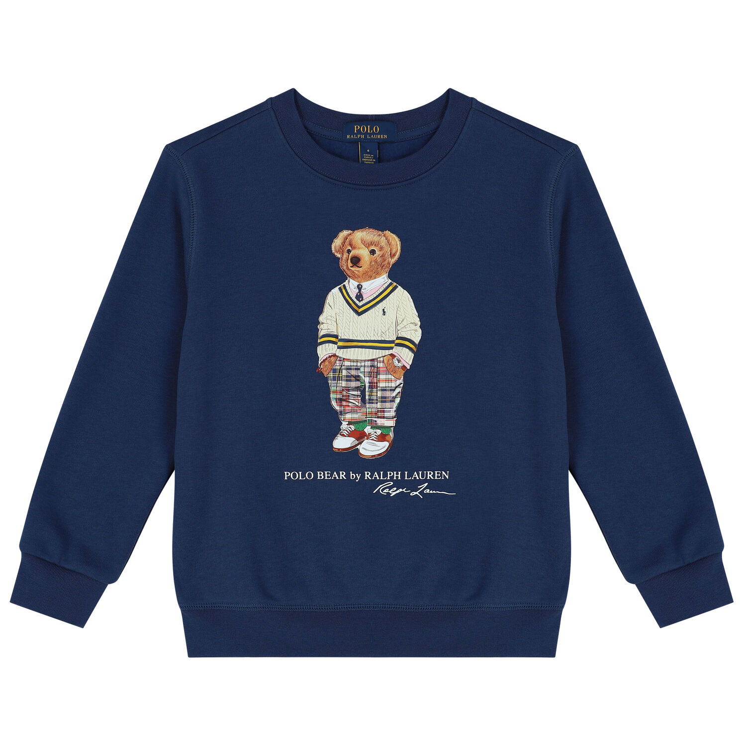 Boys Navy Blue Polo Bear Sweatshirt, 1, hi-res