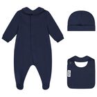 Navy Blue Teddy Bear Logo Babygrow Gift Set, 2, hi-res