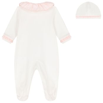 Baby Girls Ivory & Pink Babygrow Set