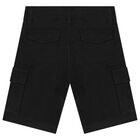 Boys Black Cotton Logo Shorts, 1, hi-res