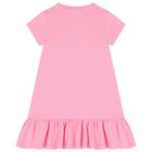 Girls Pink Strass Crystal Logo Dress, 1, hi-res