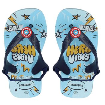 Boys Blue Marvel Logo Flip Flops