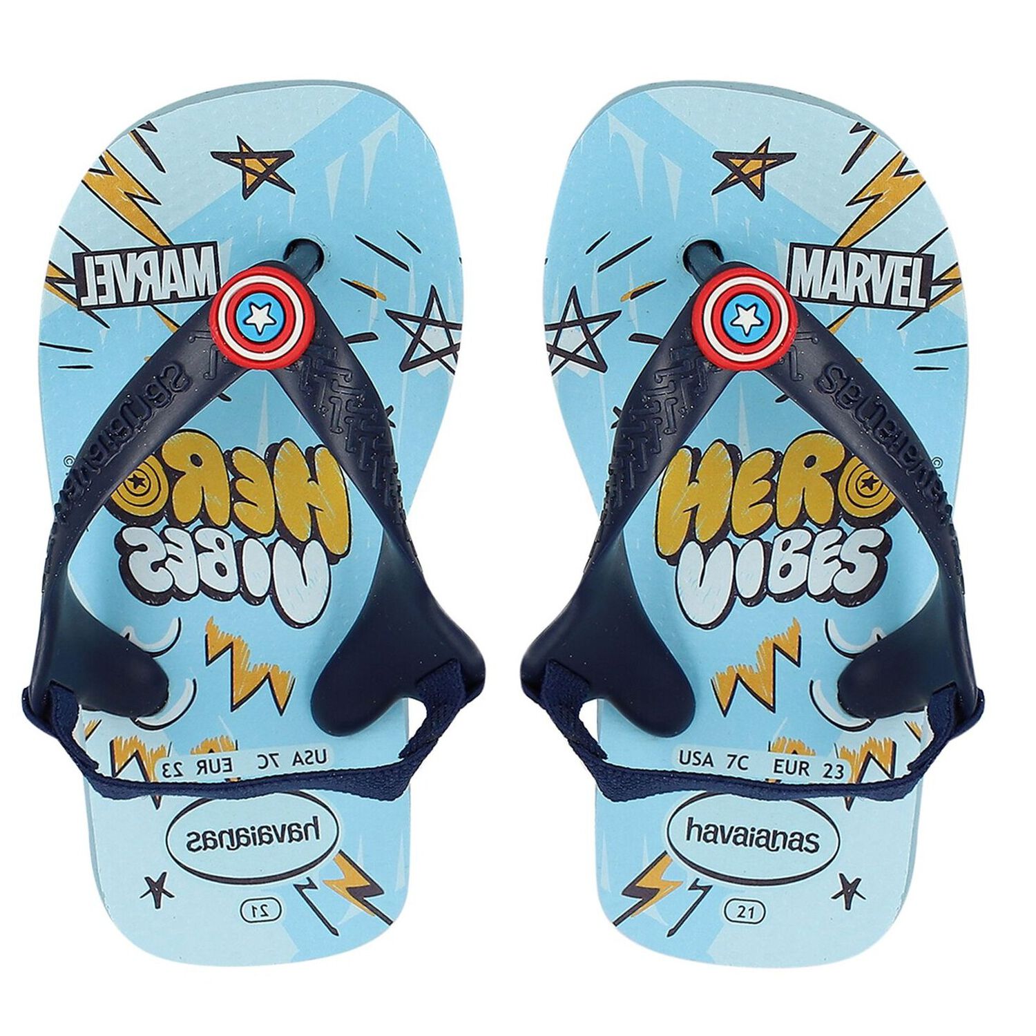 Boys Blue Marvel Logo Flip Flops, 1, hi-res image number null