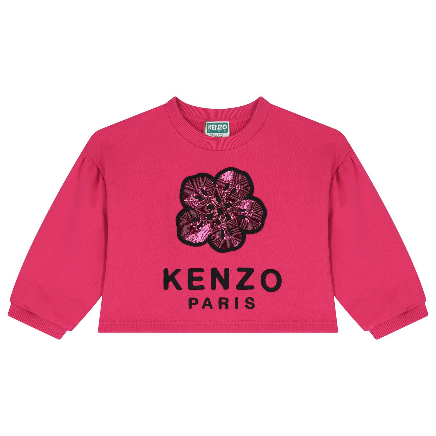 Girls Pink Flower Logo Sweatshirt, 1, hi-res