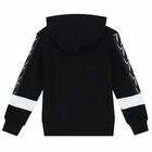 Boys Black Logo Hooded Top, 1, hi-res
