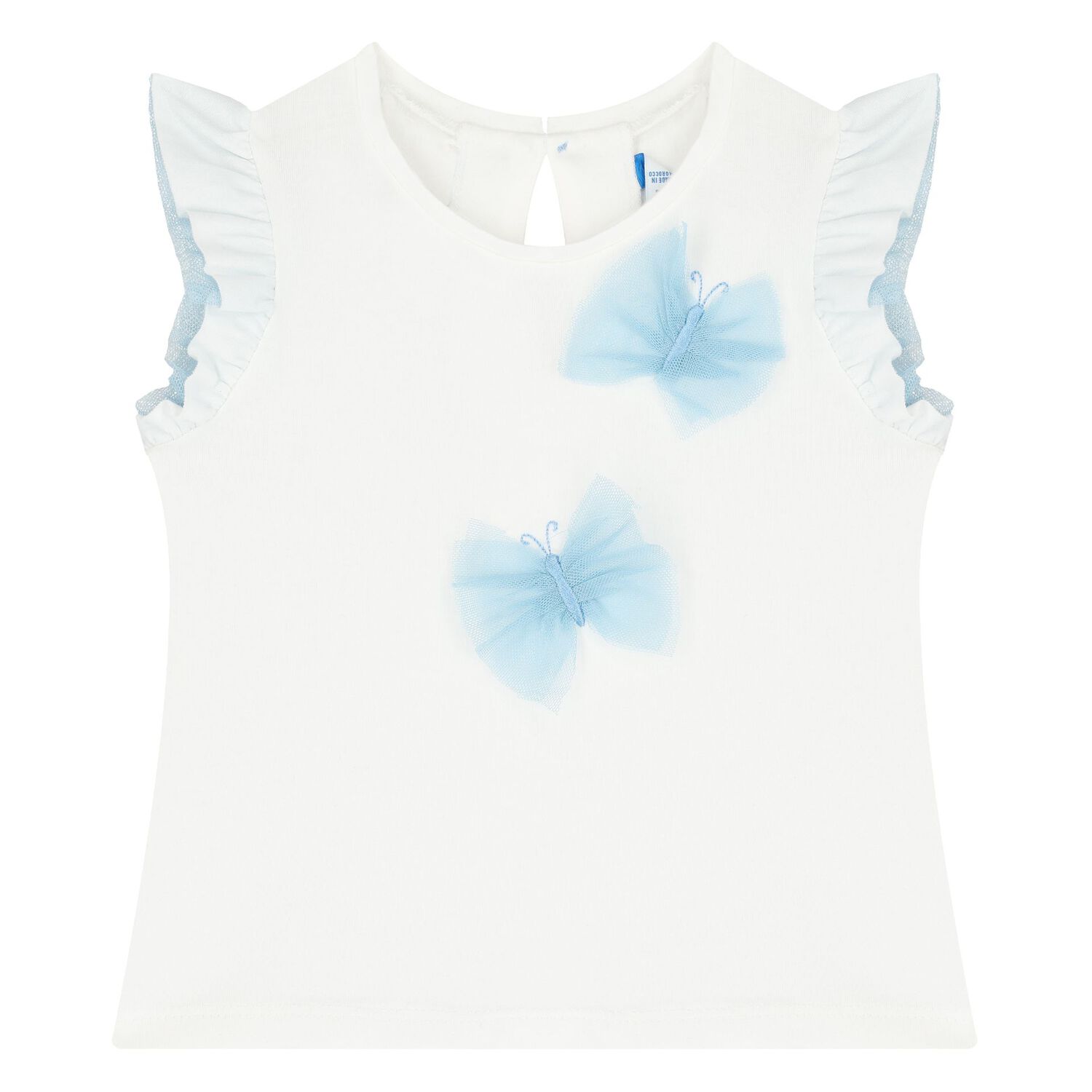 Younger Girls White & Blue Tulle Skirt Set, 2, hi-res