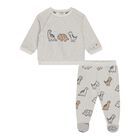 Baby Boys Grey Dinosaur 2 Piece Babygrow, 1, hi-res