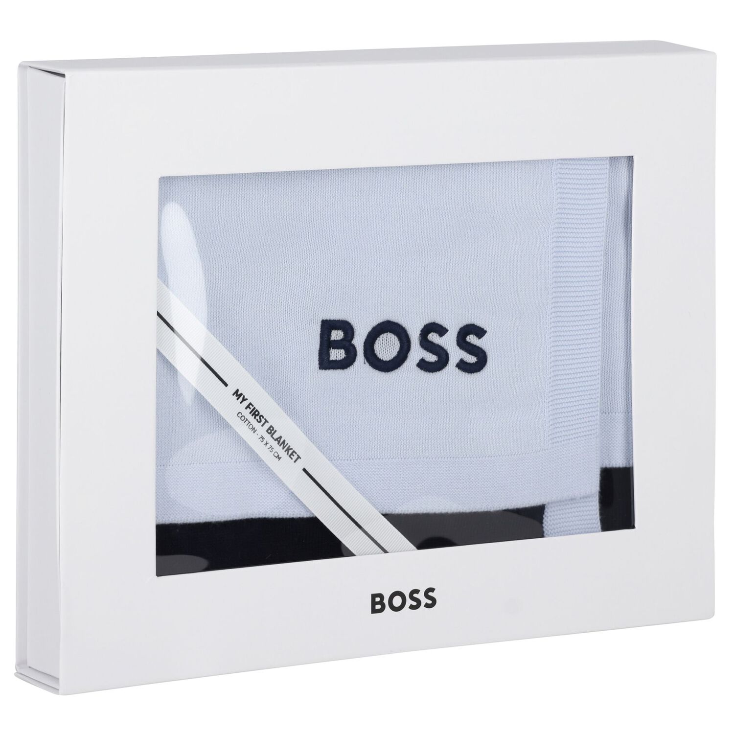 Baby Boys Blue & Navy Blue Logo Blanket, 1, hi-res