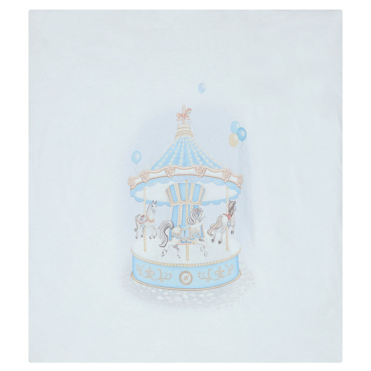 Baby Boys White & Blue Carousel Blanket, 1, hi-res