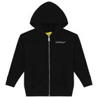 Black Logo Hooded Zip Up Top, 1, hi-res