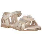 Girls Beige Flower Sandals, 2, hi-res