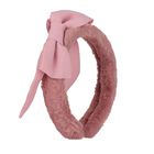 Girls Pink Faux Fur Bow Headband, 1, hi-res
