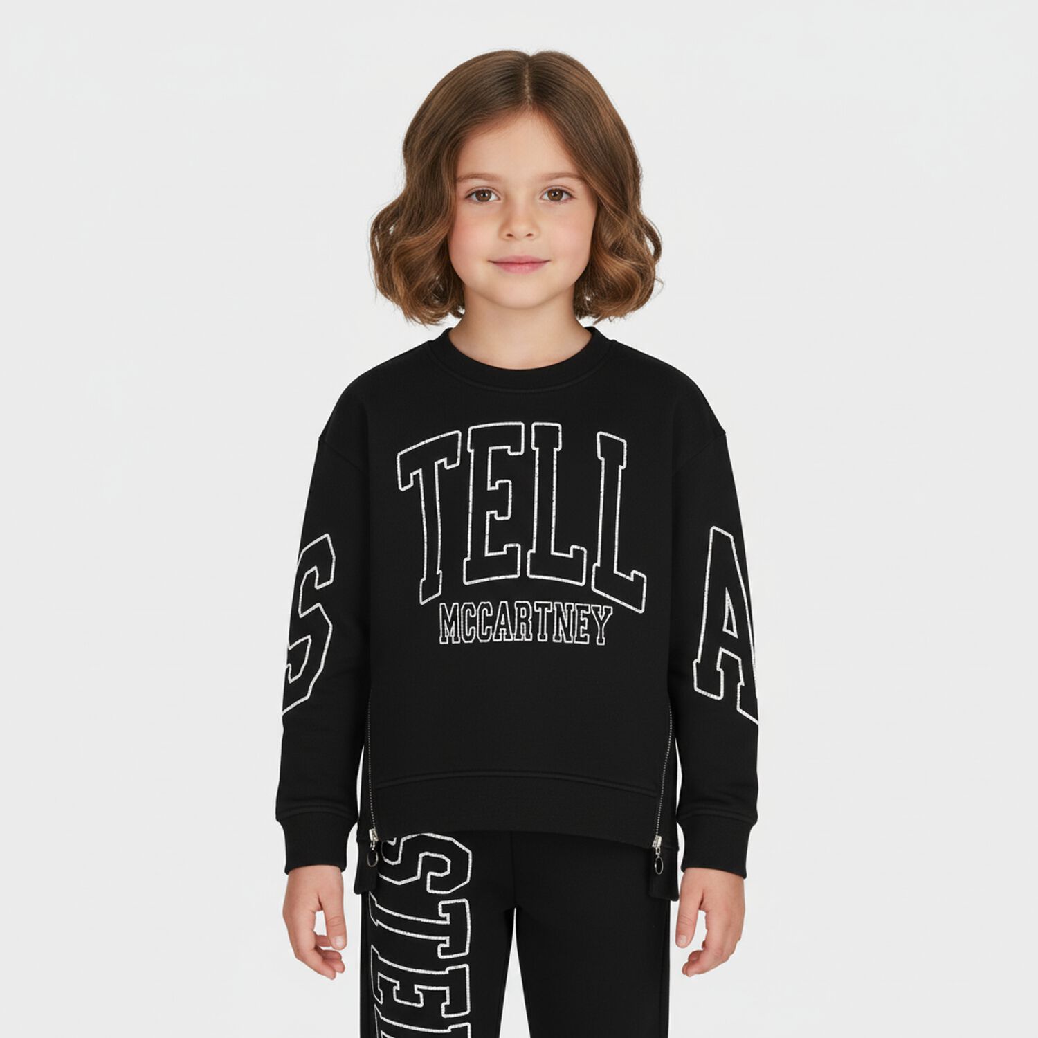 Girls Black Logo Joggers, 2, hi-res