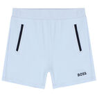 Baby Boys Blue Logo Shorts, 2, hi-res