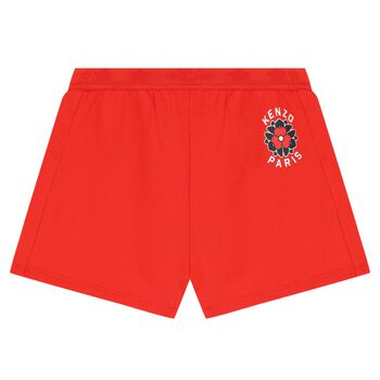 Girls Red Logo Floral Shorts