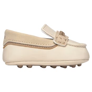 Baby Boys Ivory Leather Pre Walker Moccasins