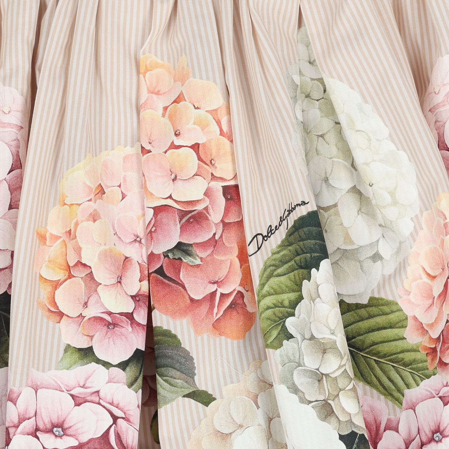 Girls Pink & Ivory Striped Floral Skirt, 1, hi-res