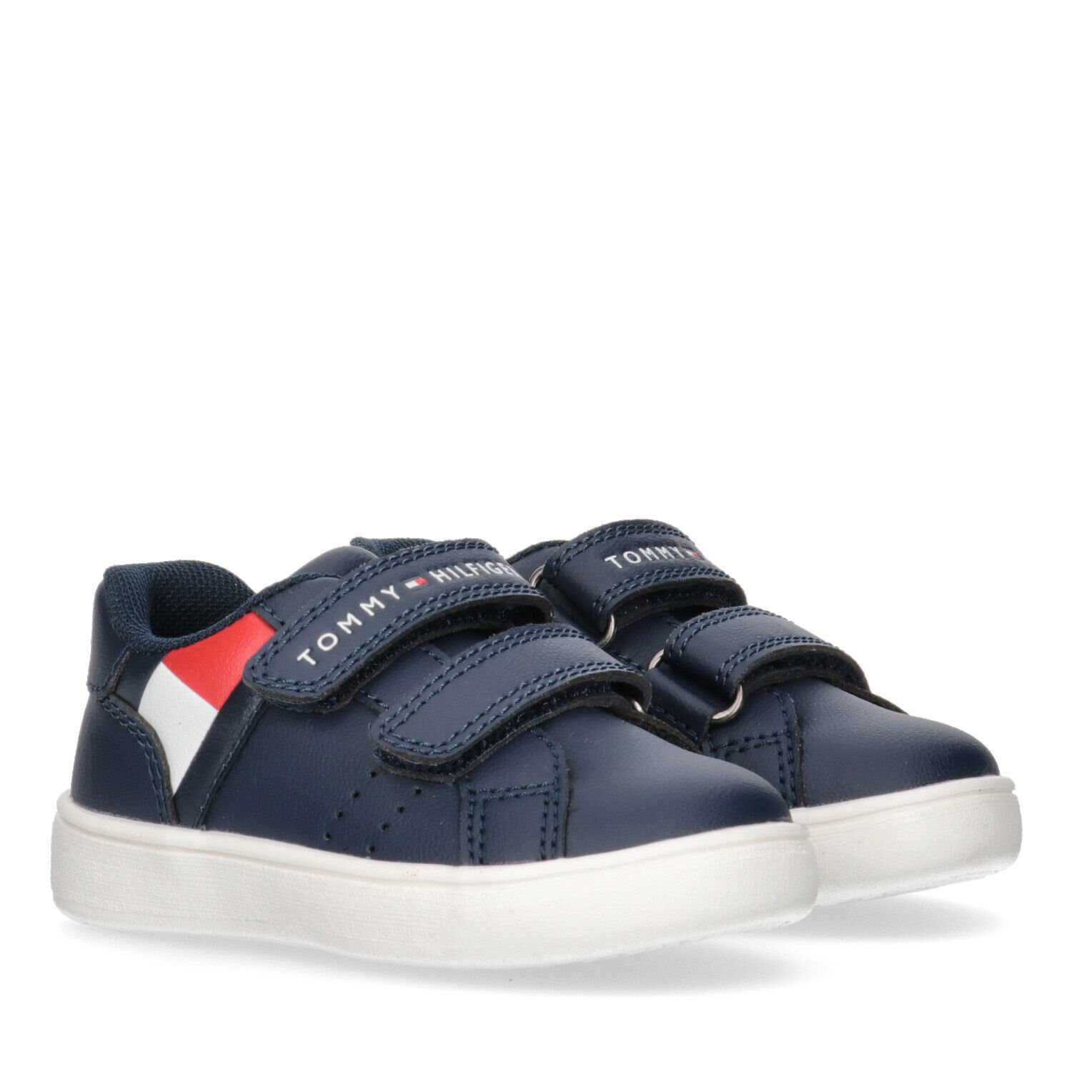 Boys Navy Blue Logo Trainers, 2, hi-res