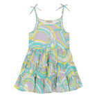 Girls Purple, Yellow, Green & White Sleeveless Dress, 1, hi-res
