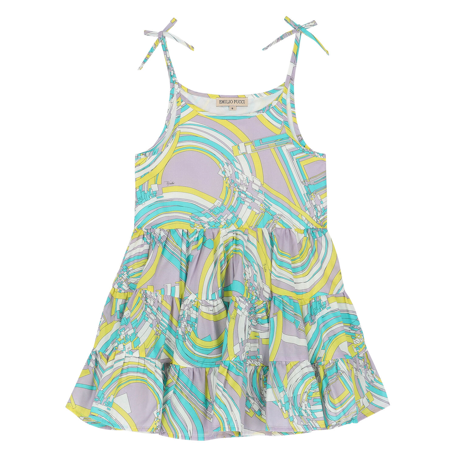 Girls Purple, Yellow, Green & White Sleeveless Dress, 1, hi-res