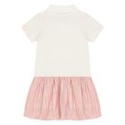 Younger Girls Ivory & Pink Logo Polo Dress, 1, hi-res