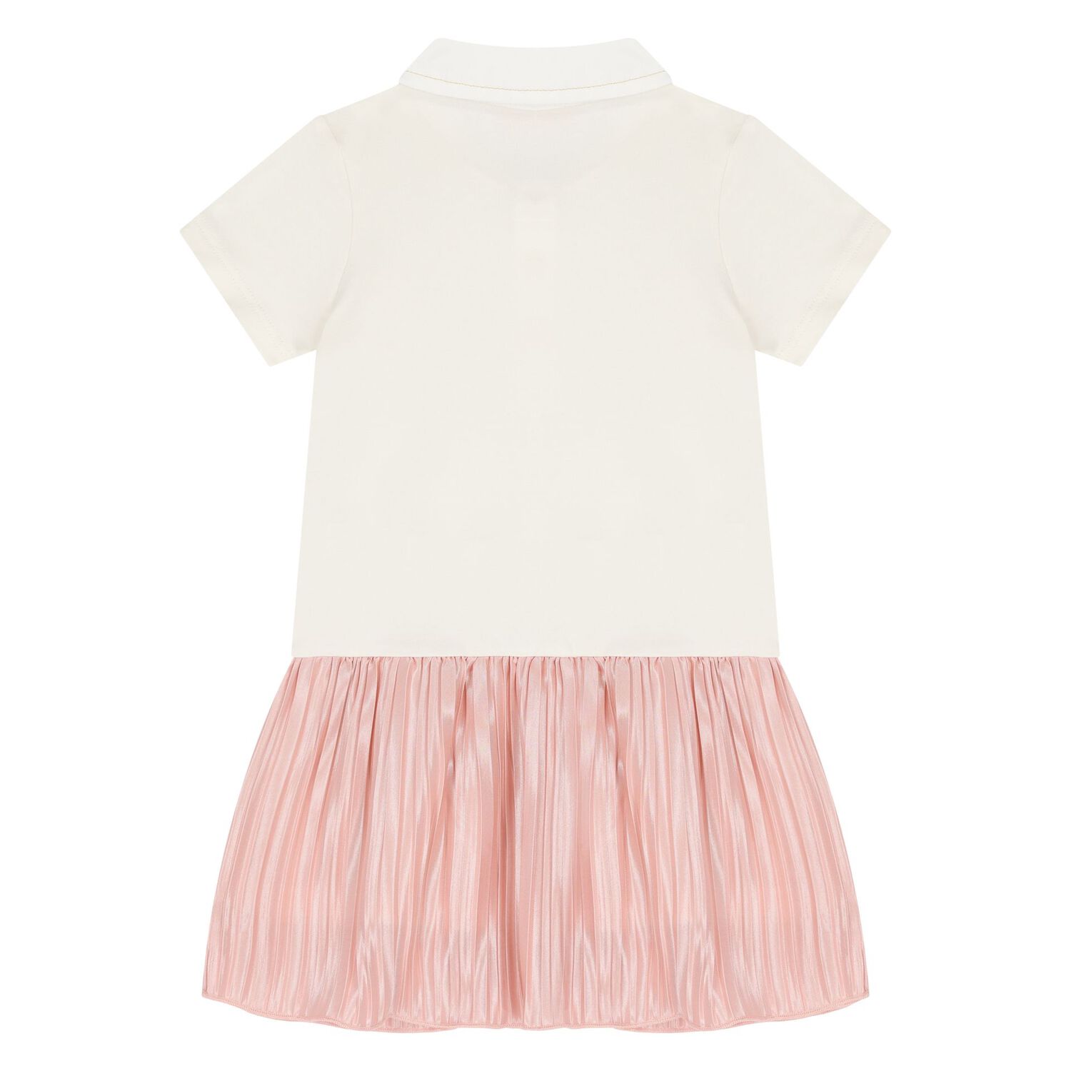 Younger Girls Ivory & Pink Logo Polo Dress, 1, hi-res