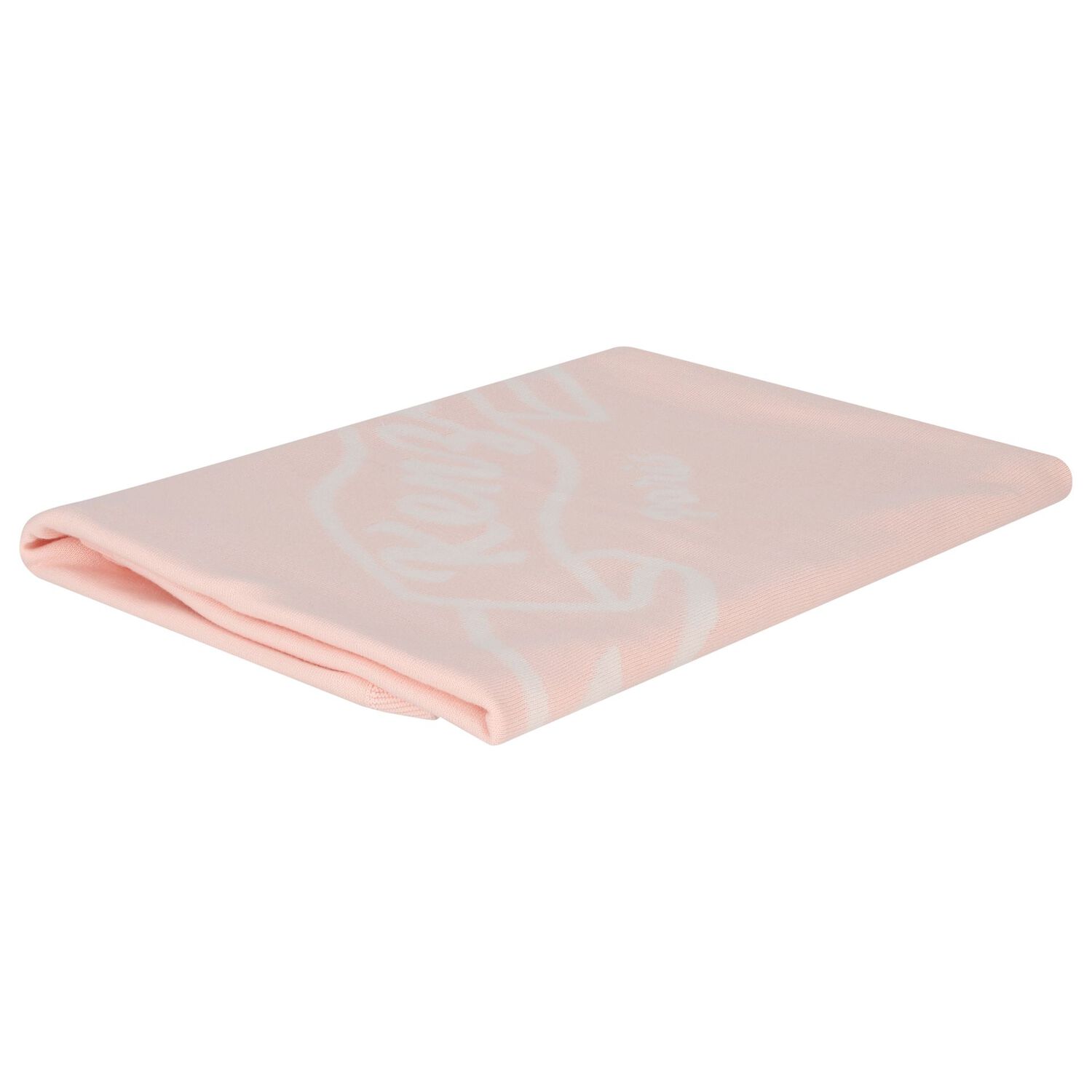 Girls White & Pink Logo Knitted Baby Blanket, 1, hi-res