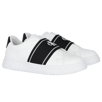 White & Black Logo Trainers