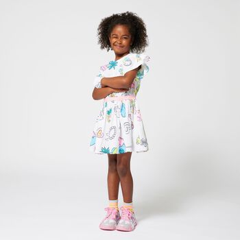 Girls Ivory Logo Dress