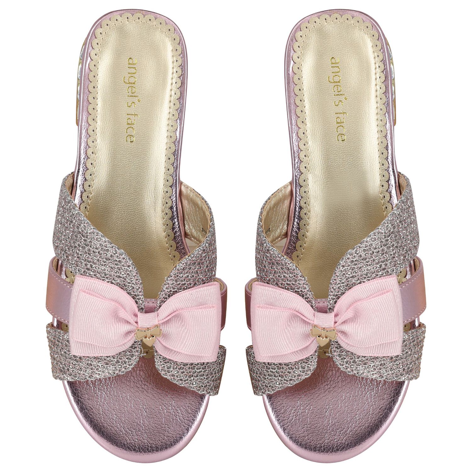 Girls Pink & Silver Embellished Sandals , 2, hi-res